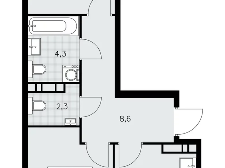 2 room apartment 52 m² poselenie Sosenskoe, Russia