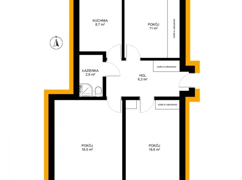 3 room apartment 64 m² Warsaw, Poland