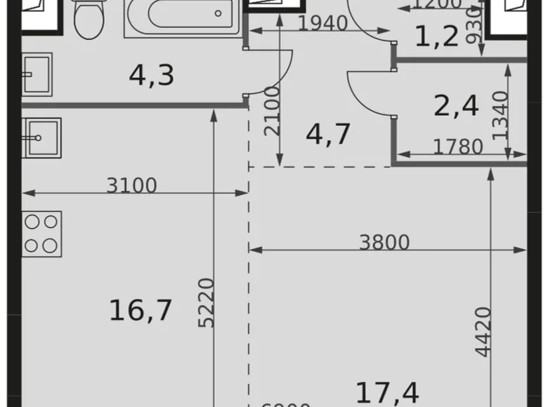 Wohnung 1 zimmer 47 m² Moskau, Russland