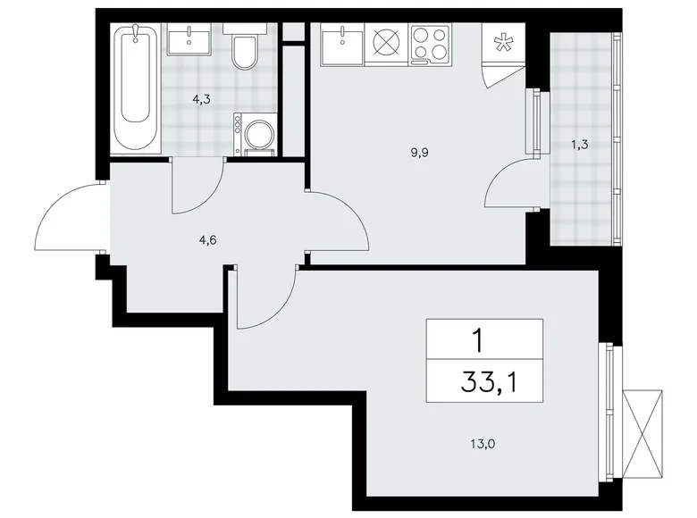 Wohnung 1 zimmer 33 m² poselenie Sosenskoe, Russland