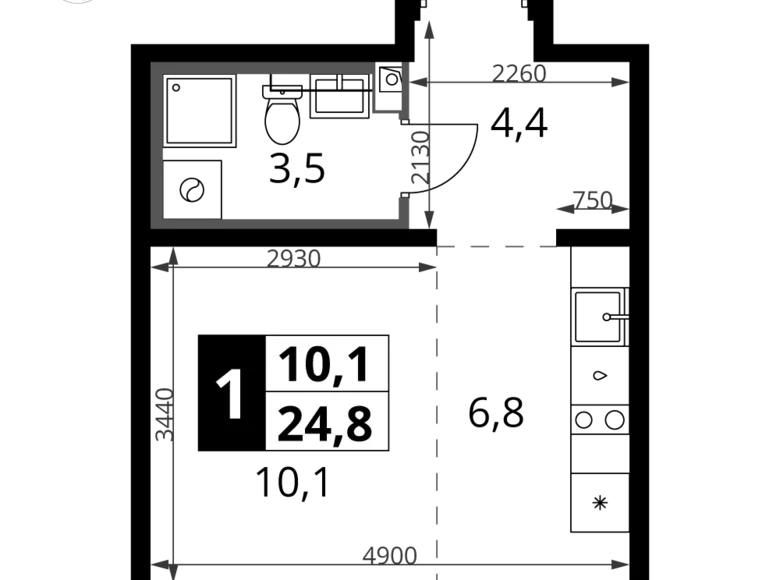 Studio 1 chambre 25 m² Leninsky District, Fédération de Russie