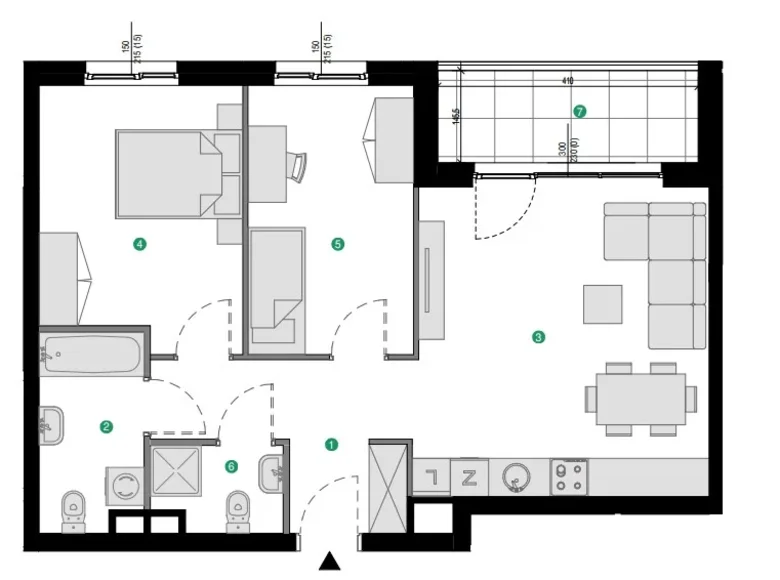 Apartamento 3 habitaciones 64 m² Danzig, Polonia