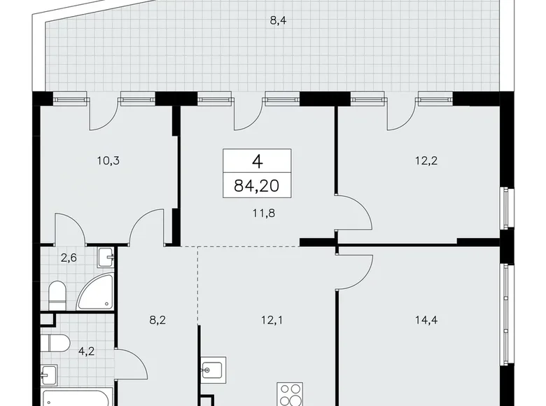 Apartamento 4 habitaciones 84 m² Moscú, Rusia