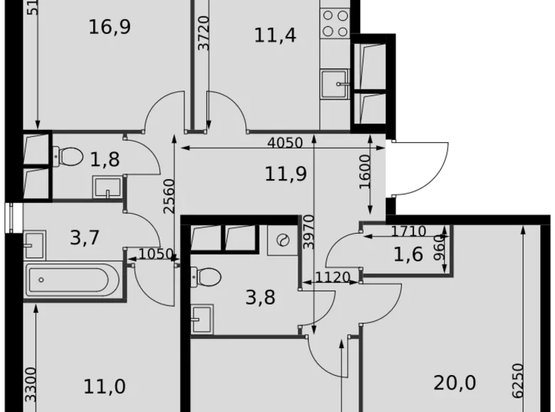 4 room apartment 97 m² Razvilka, Russia