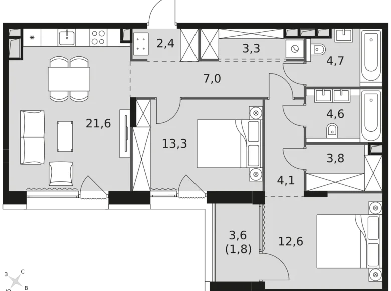 Apartamento 3 habitaciones 79 m² Rostokino District, Rusia