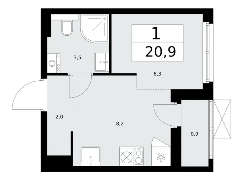 Apartamento 1 habitación 21 m² poselenie Sosenskoe, Rusia