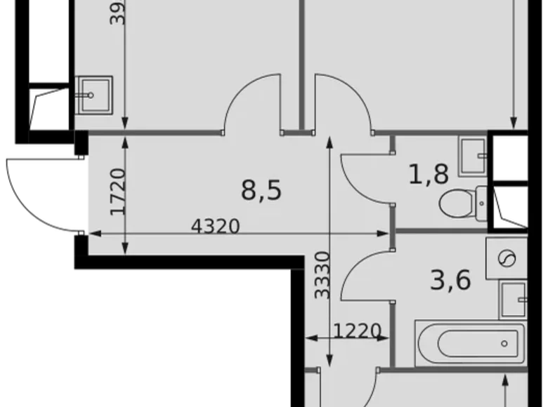 Mieszkanie 2 pokoi 60 m² Razvilka, Rosja