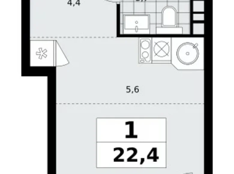 Mieszkanie 1 pokój 22 m² Moskwa, Rosja