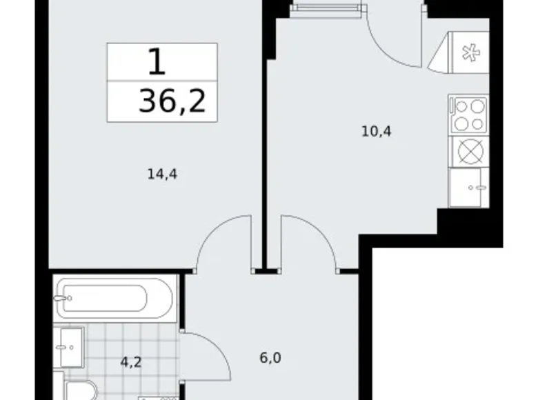 Appartement 1 chambre 36 m² Troïtsk, Russie