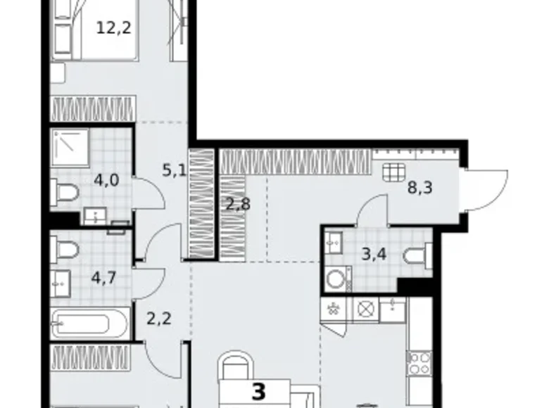 Apartamento 3 habitaciones 88 m² Kommunarka, Rusia