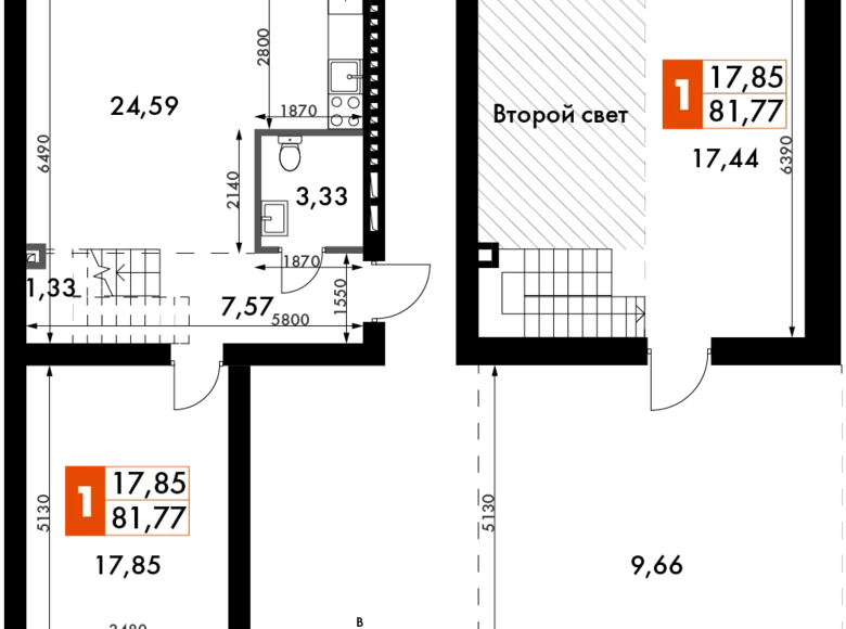 Wohnung 1 zimmer 82 m² Rajon Odinzowo, Russland