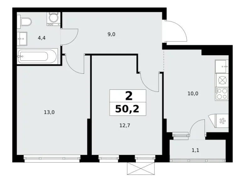 Mieszkanie 2 pokoi 50 m² poselenie Sosenskoe, Rosja