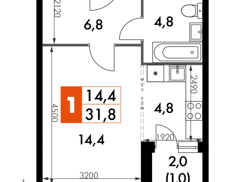 Estudio 1 habitación 32 m² Razvilka, Rusia