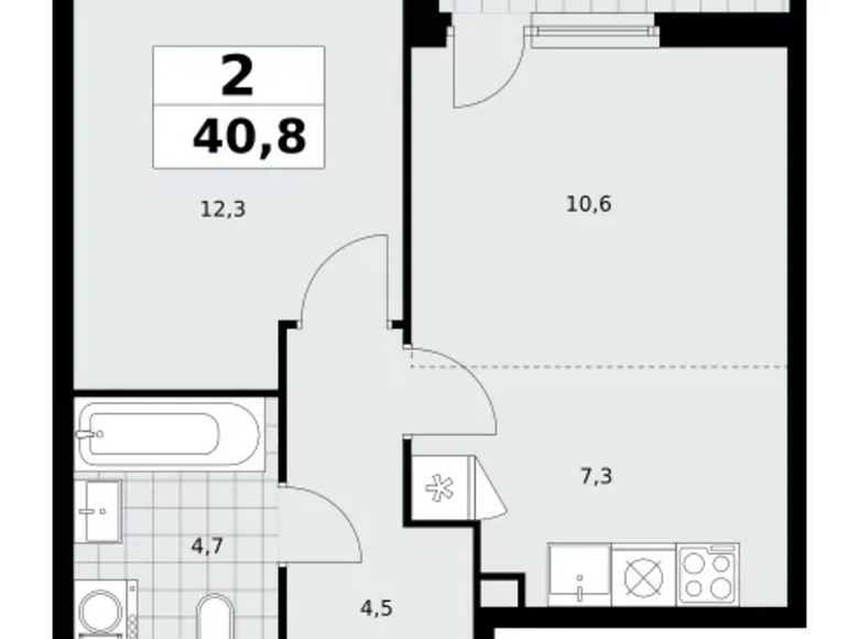 Квартира 2 комнаты 41 м² поселение Сосенское, Россия