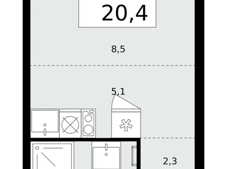 Appartement 1 chambre 20 m² poselenie Desenovskoe, Fédération de Russie