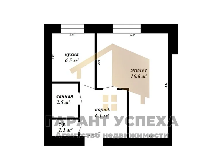 Apartamento 1 habitación 33 m² Brest, Bielorrusia