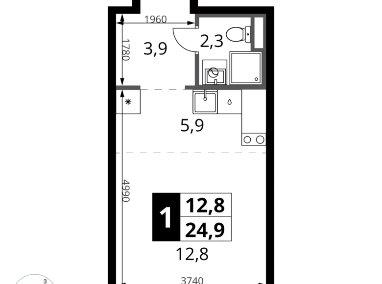 Studio 1 chambre 25 m² Potapovo, Fédération de Russie