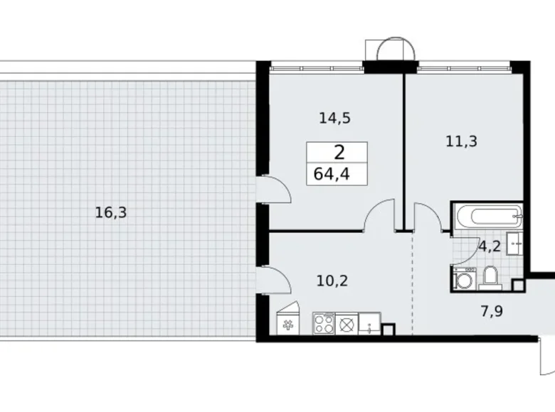 Apartamento 2 habitaciones 64 m² Vnukovo, Rusia