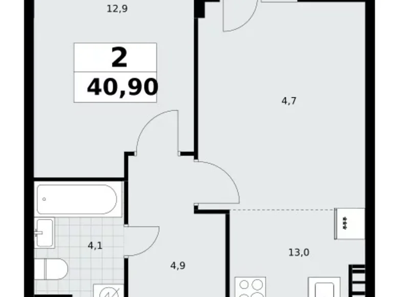 Apartamento 2 habitaciones 41 m² Postnikovo, Rusia