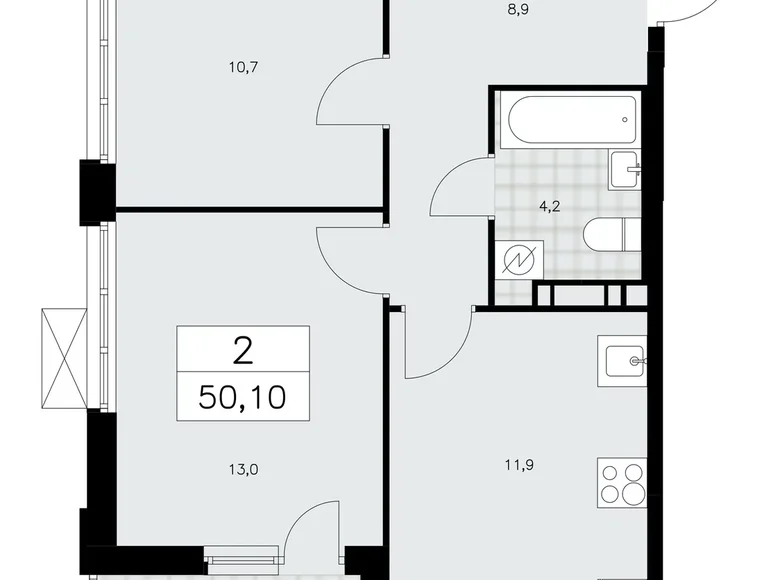 Mieszkanie 2 pokoi 50 m² Moskwa, Rosja