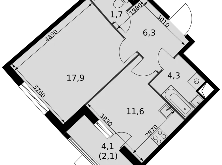 Квартира 1 комната 44 м² Развилка, Россия