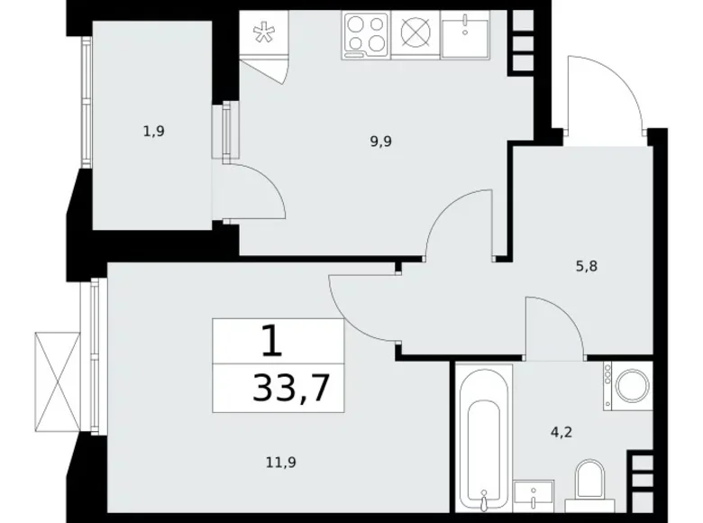 Mieszkanie 1 pokój 34 m² poselenie Sosenskoe, Rosja