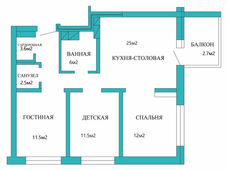 Квартира 4 комнаты 72 м² Минск, Беларусь
