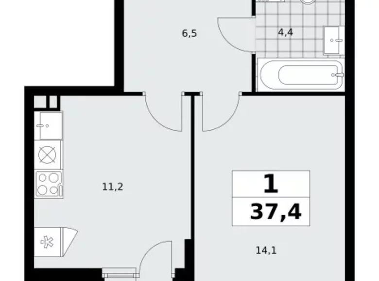 Apartamento 1 habitación 37 m² Moscú, Rusia