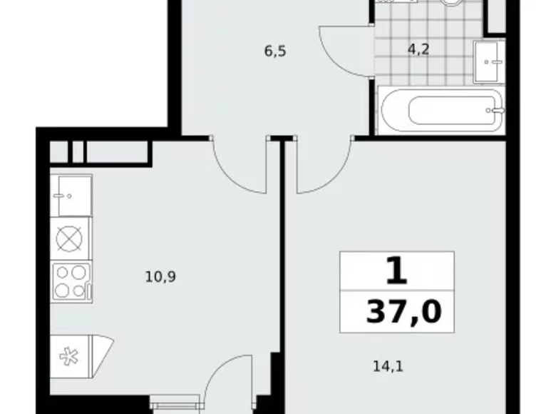 Wohnung 1 Zimmer 37 m² Moskau, Russland