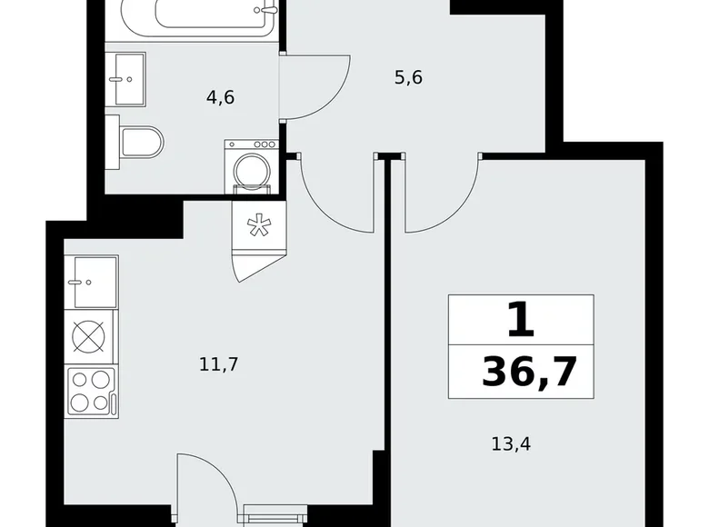 Wohnung 1 Zimmer 37 m² poselenie Sosenskoe, Russland