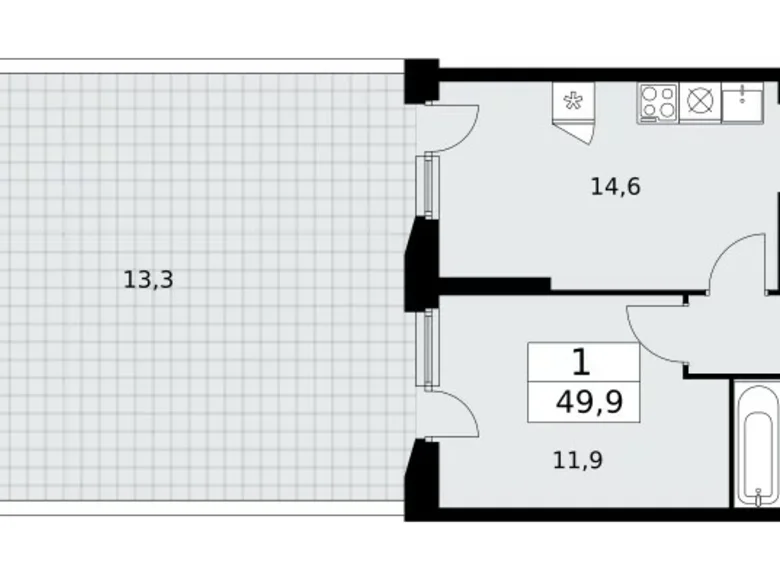 Apartamento 1 habitación 50 m² poselenie Sosenskoe, Rusia