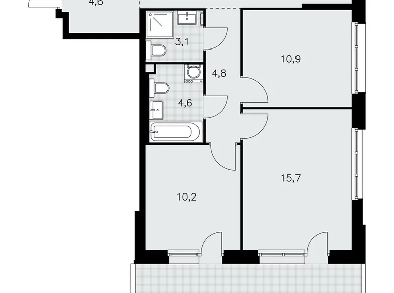 Mieszkanie 4 pokoi 92 m² poselenie Sosenskoe, Rosja