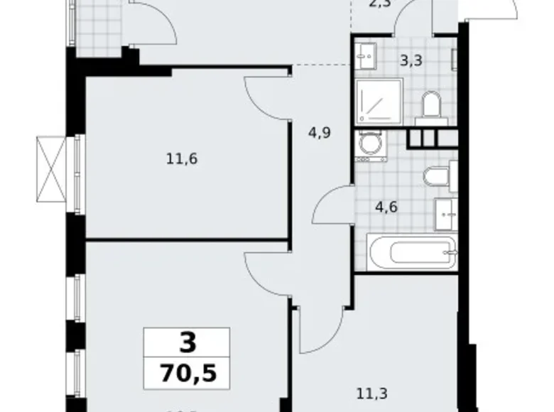 Wohnung 3 zimmer 71 m² Südwestlicher Verwaltungsbezirk, Russland