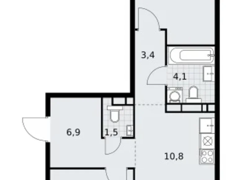 3 room apartment 60 m² Vnukovo, Russia