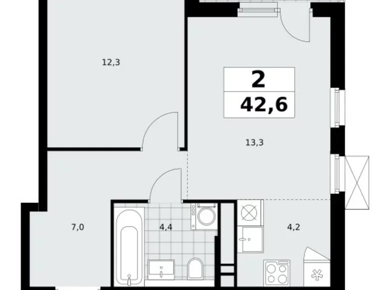 Apartamento 2 habitaciones 43 m² poselenie Sosenskoe, Rusia