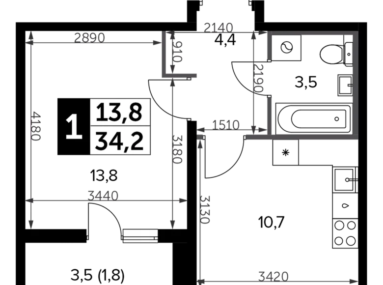 Apartamento 1 habitación 35 m² Leninsky District, Rusia