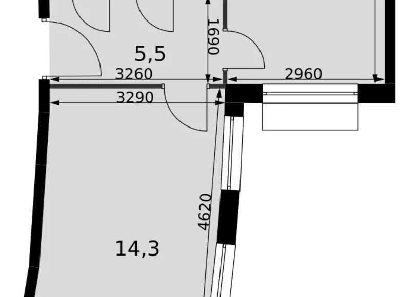 2 room apartment 43 m² Razvilka, Russia