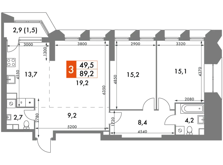 Mieszkanie 3 pokoi 89 m² Konkovo District, Rosja