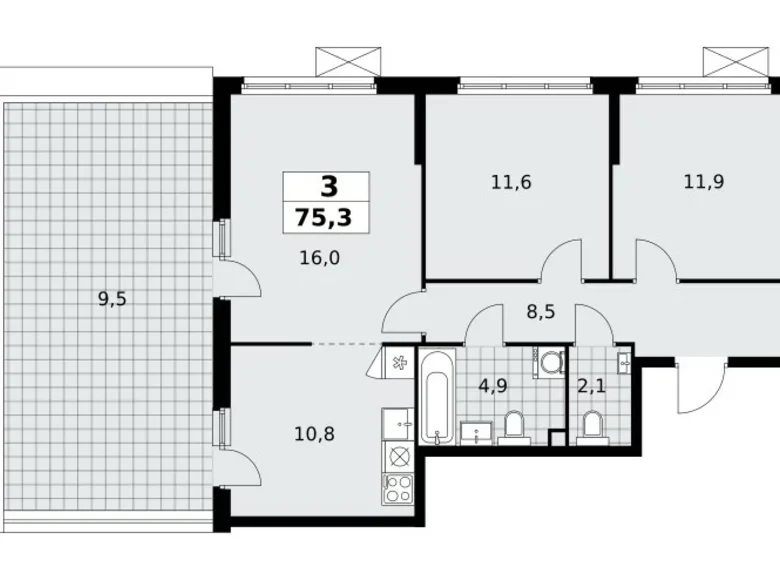 Apartamento 3 habitaciones 75 m² Moscú, Rusia