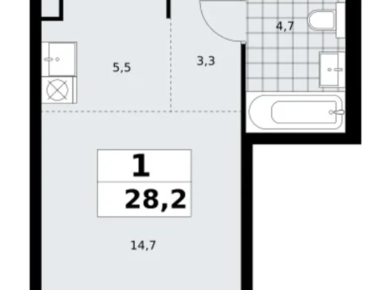 Квартира 1 комната 28 м² поселение Сосенское, Россия