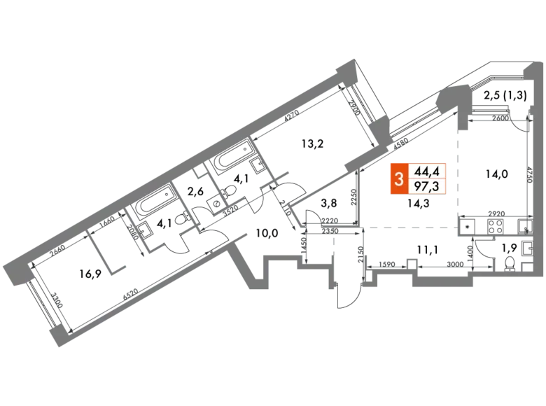 Mieszkanie 3 pokoi 97 m² Konkovo District, Rosja