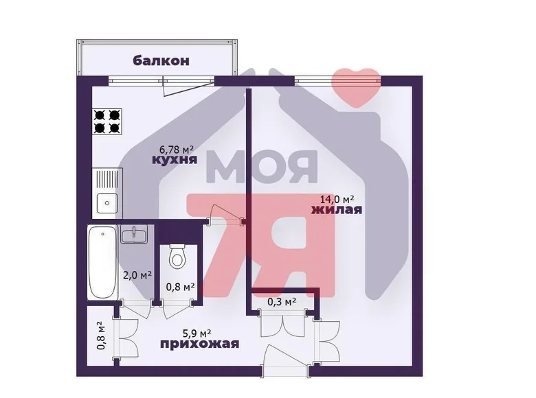 Квартира 1 комната 31 м² Борисов, Беларусь