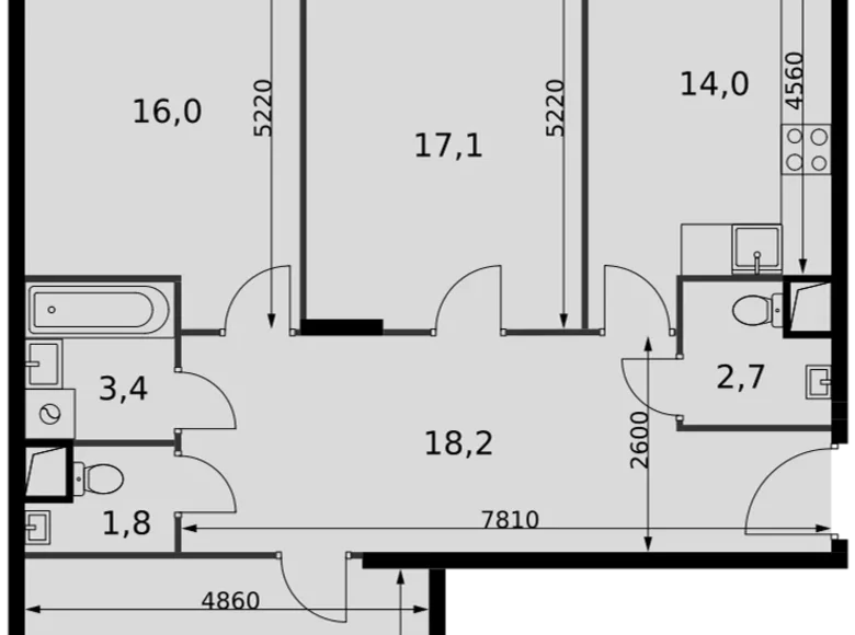 Mieszkanie 3 pokoi 90 m² Razvilka, Rosja