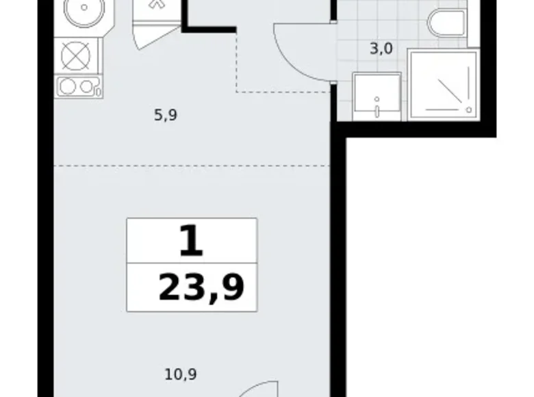 Wohnung 1 zimmer 24 m² Postnikovo, Russland