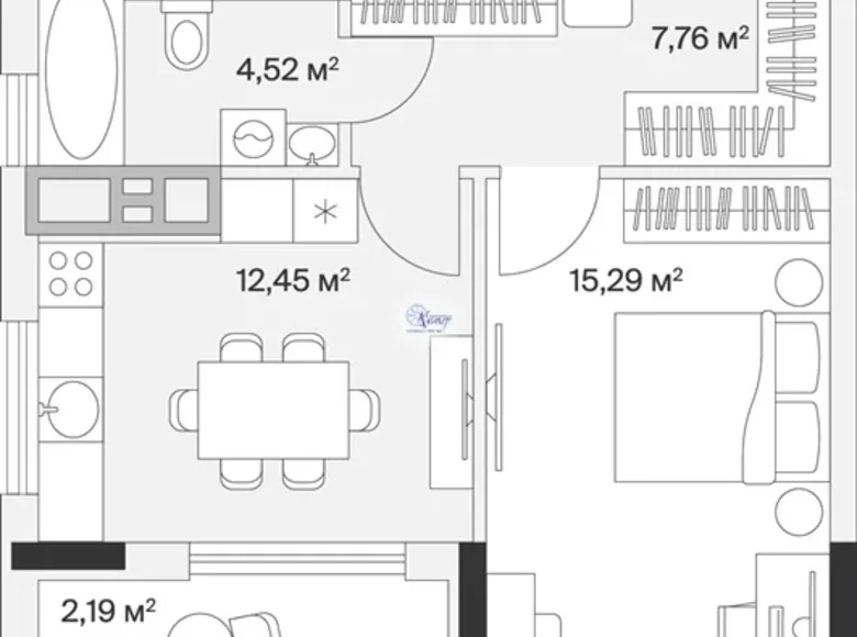 1 room apartment 42 m² Maloye Isakovo, Russia