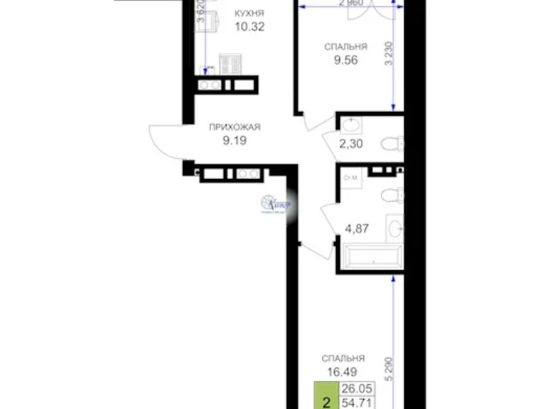 Apartamento 2 habitaciones 58 m² Guryevsky District, Rusia