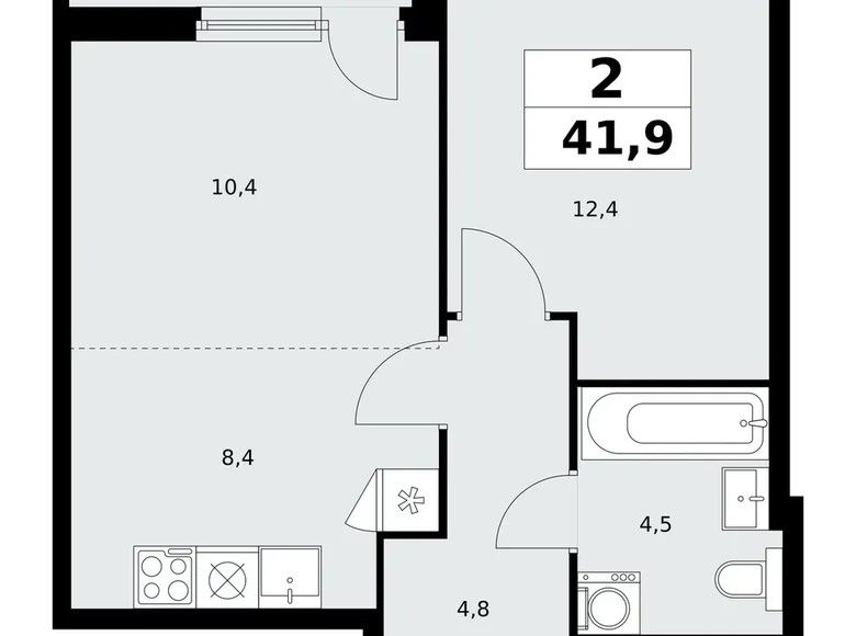 Apartamento 2 habitaciones 42 m² poselenie Sosenskoe, Rusia