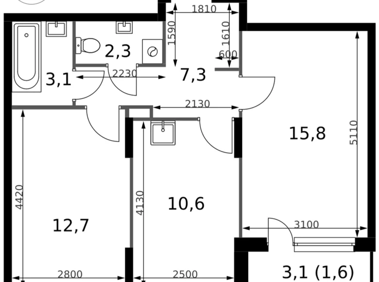 Apartamento 2 habitaciones 53 m² Sapronovo, Rusia