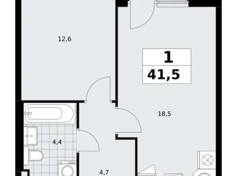 Mieszkanie 1 pokój 42 m² Troick, Rosja