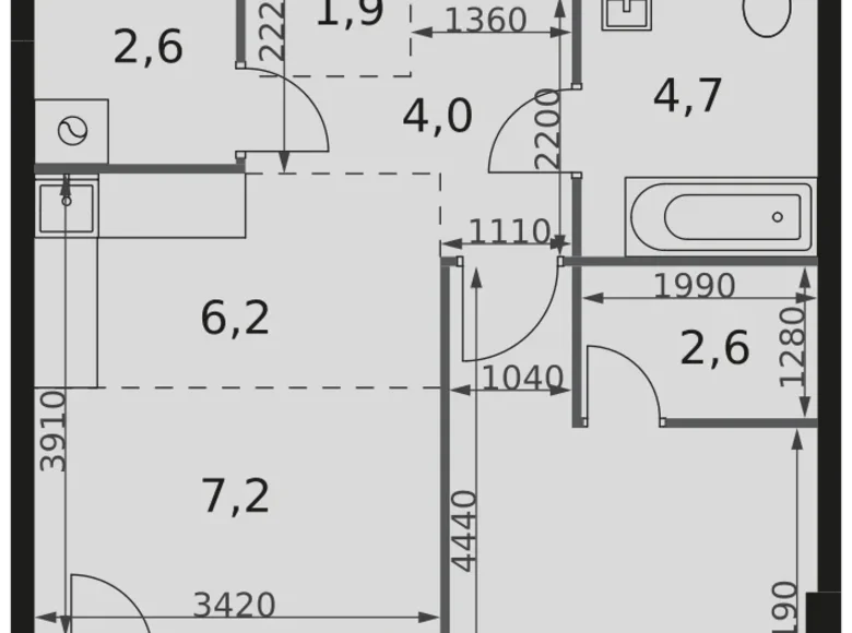 Apartamento 1 habitación 43 m² Moscú, Rusia